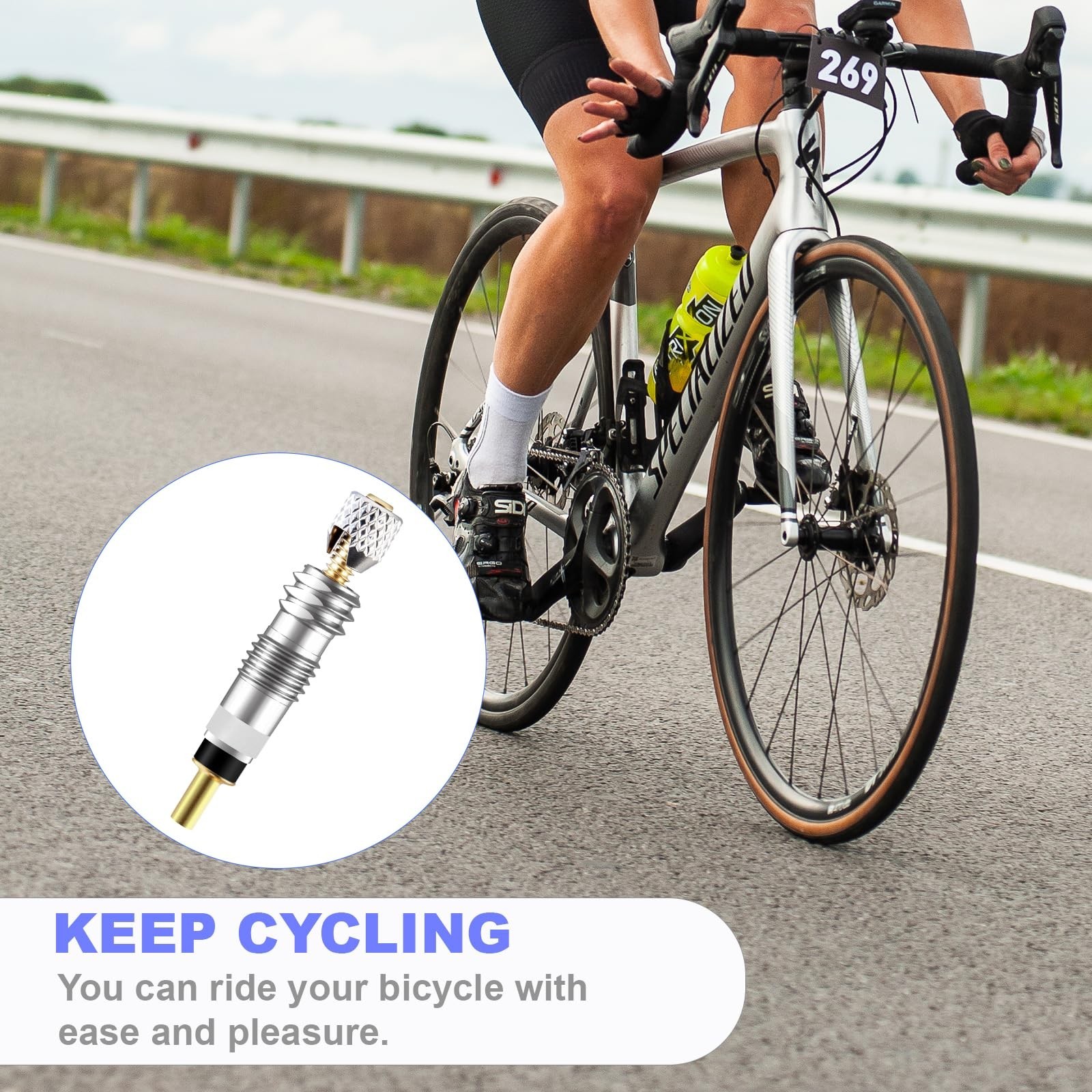 20 Pcs Professional Brass Presta Valve Core & Stem Leak-Proof Silver New