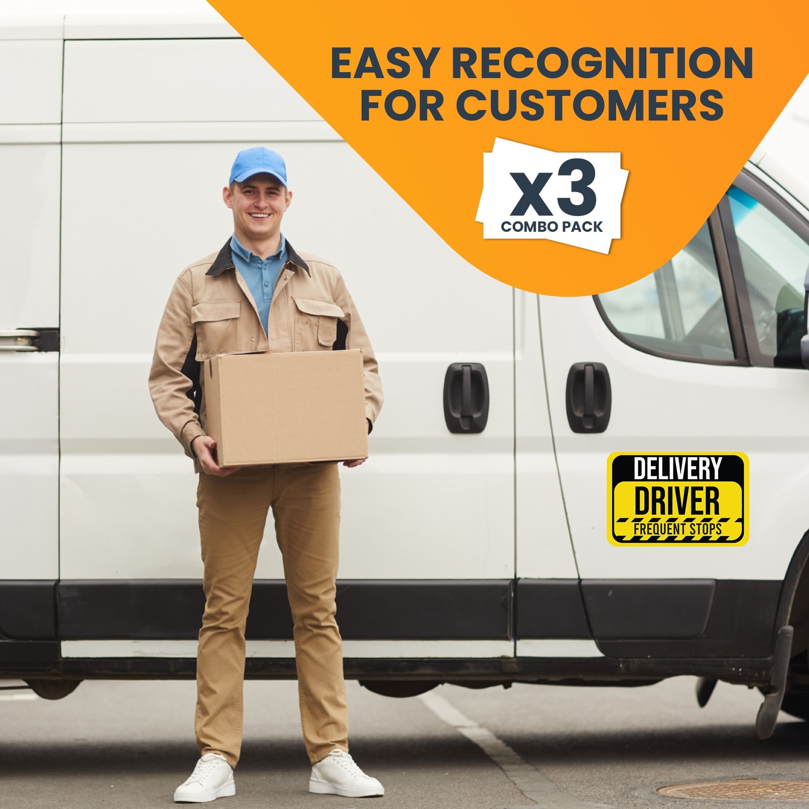 Magnet Me Up Caution Frequent Stops Delivery Driver Magnet Decal for Car, 3 PacK