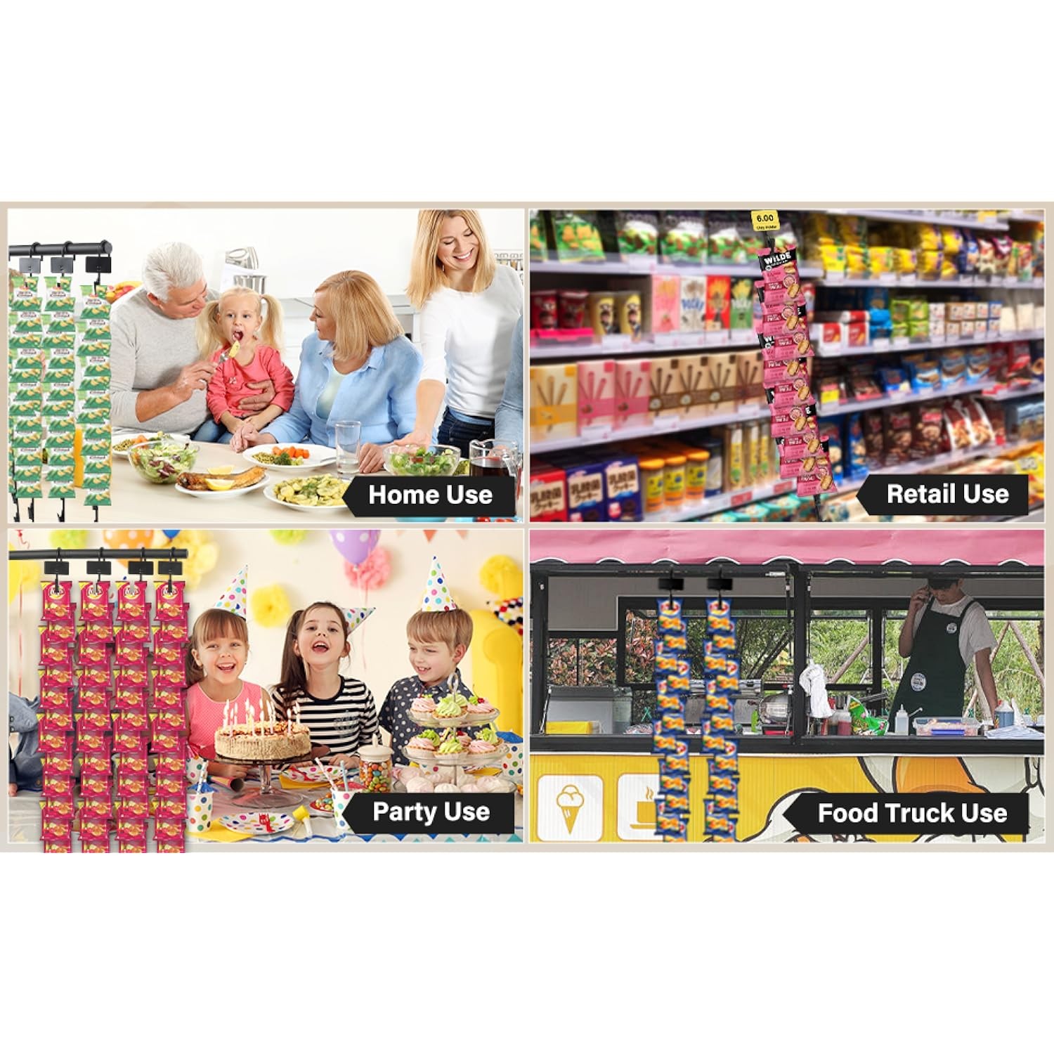 Hanging Merchandise Strips With Hooks Chip Display Rack Stands Potato Bag Holder