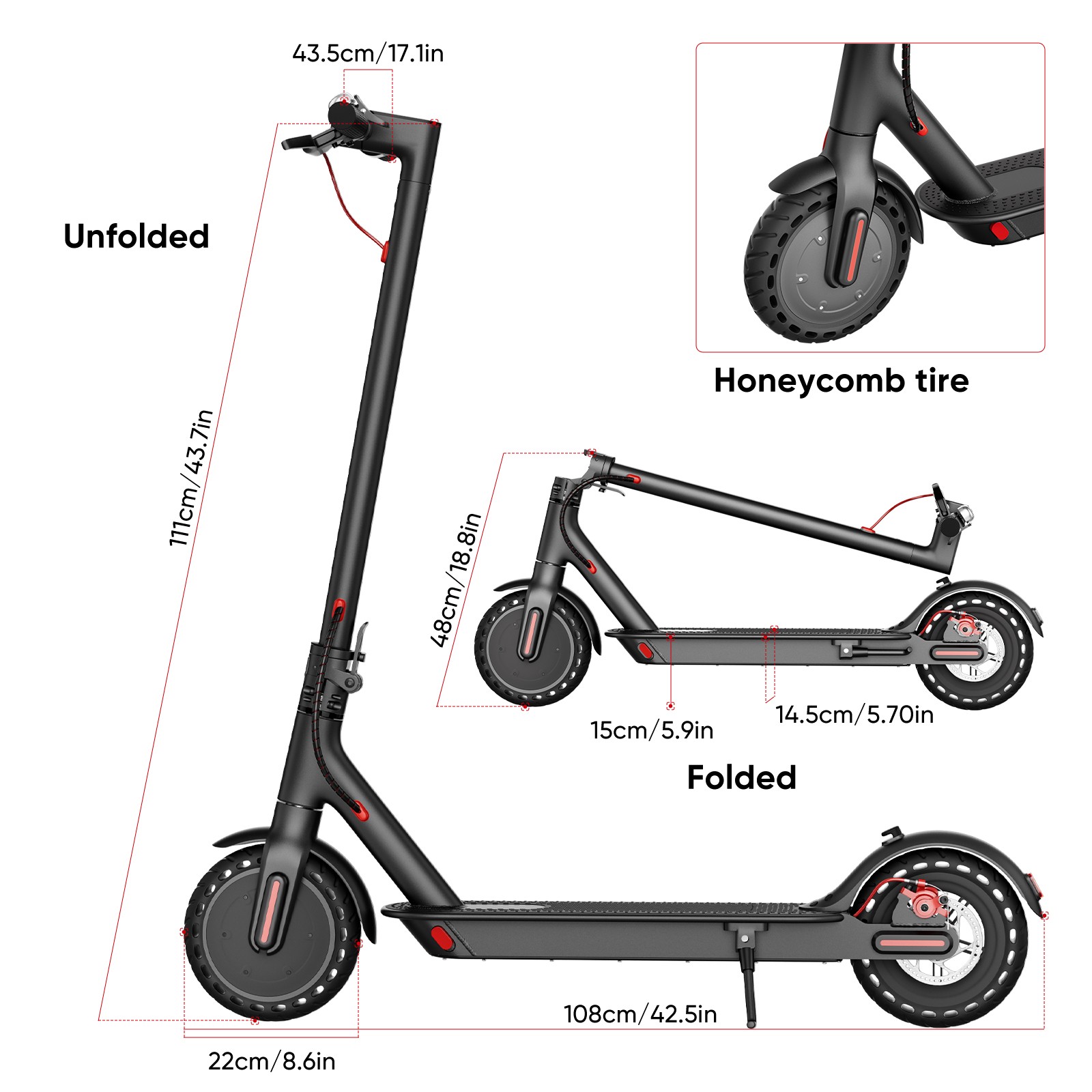 500W Commuter Electric Scooter For Adult 19MPH 20 Mile Range 8.5" Solid Tires