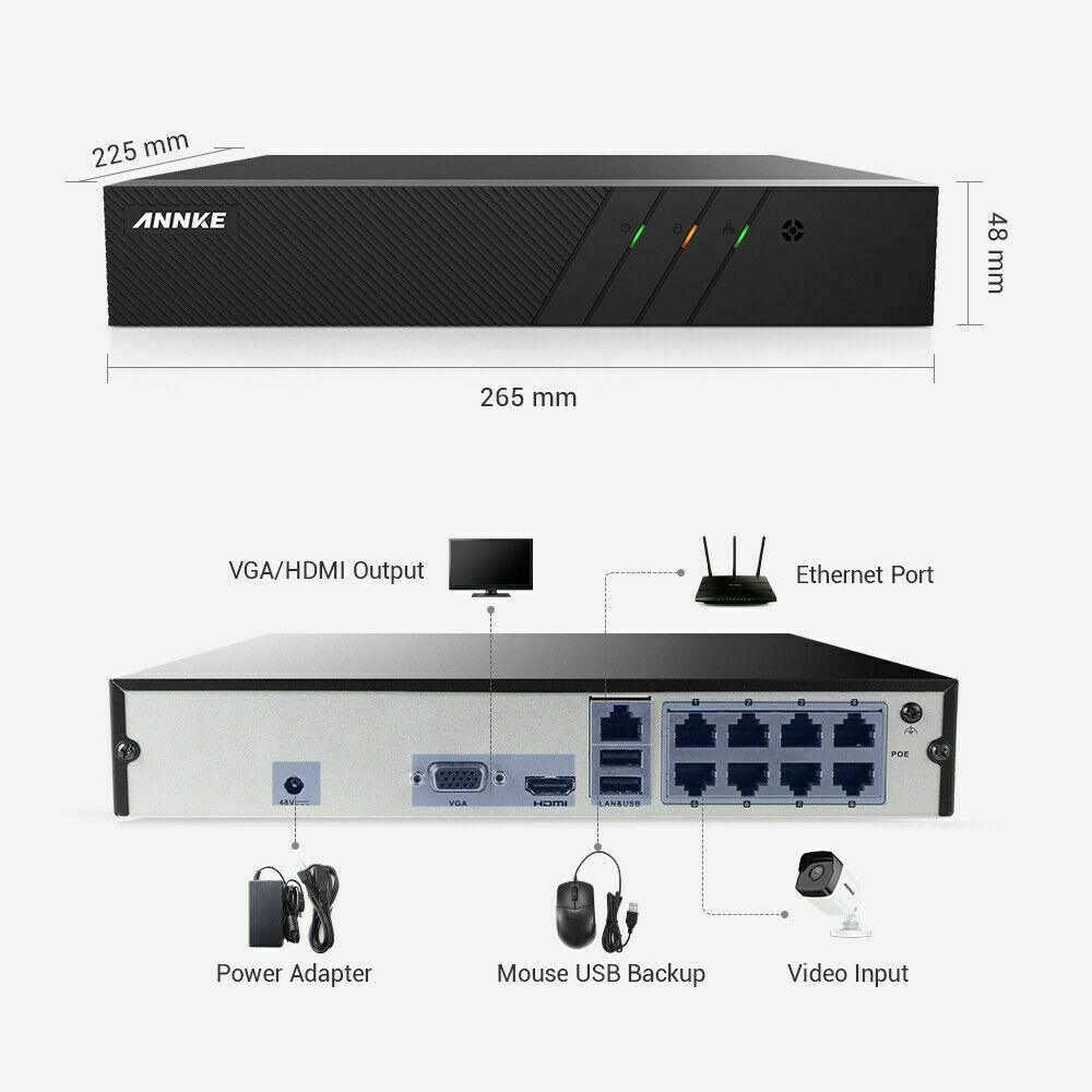 ANNKE HD 6MP POE NVR IP Network Video Recorder H.265+ for Smart Security System