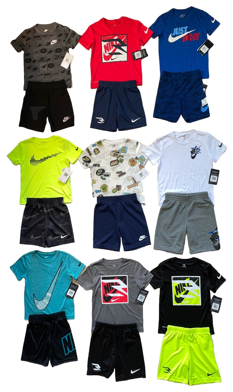 Nike Boys Short Sets; Reg or Dri-Fit; Sizes 4-7,  NWT,  NEW STOCK NOW AVAILABLE!