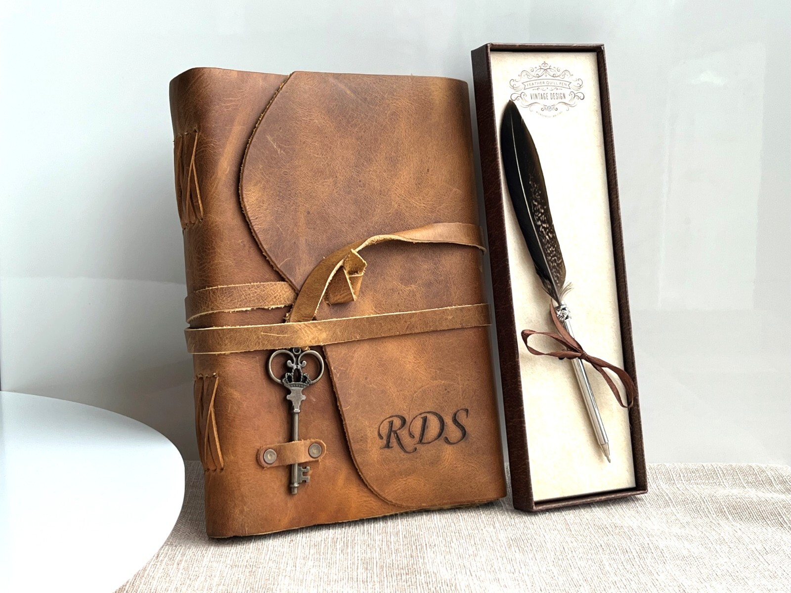 Rustic Leather Journal Notebook Handmade Deckle Edge Paper Leather Bound Books