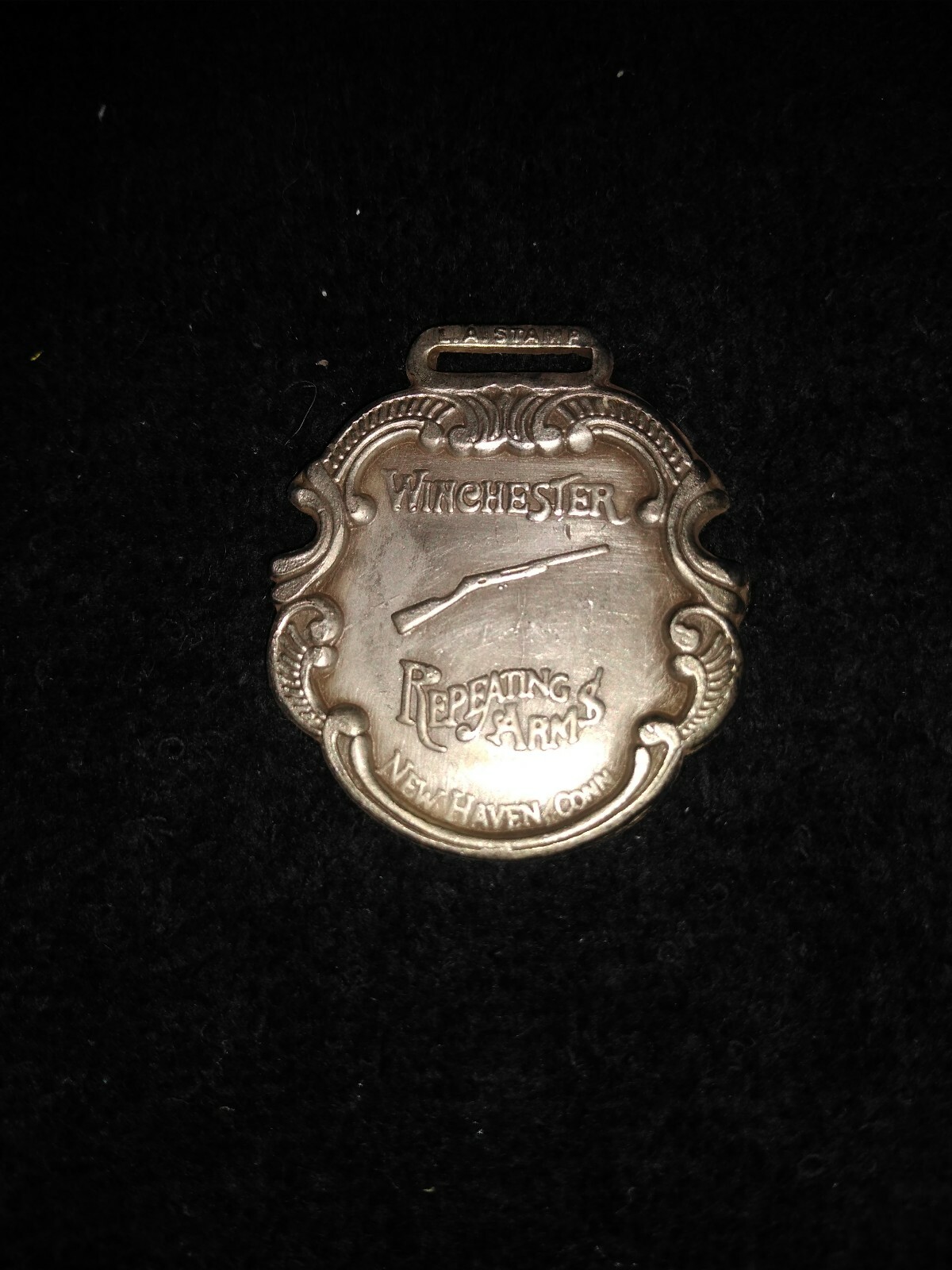 Winchester Repeating Arms Wàtch Fob 2 1/2 x 1 1/2 polished SS Very Nice