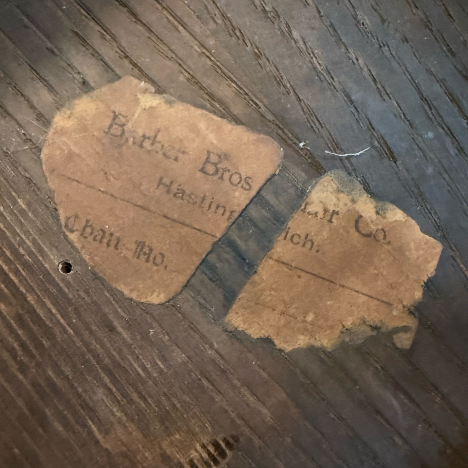 Antique VTG Arts & Crafts Mission Wood Oak? Leather? Footstool Barber Bros Chair