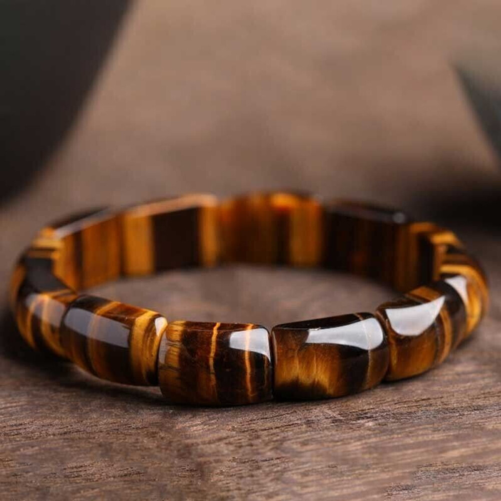 Natural Tiger's Eye Stone Bracelet Brown Gemstone Stretch bracelet for Men ##