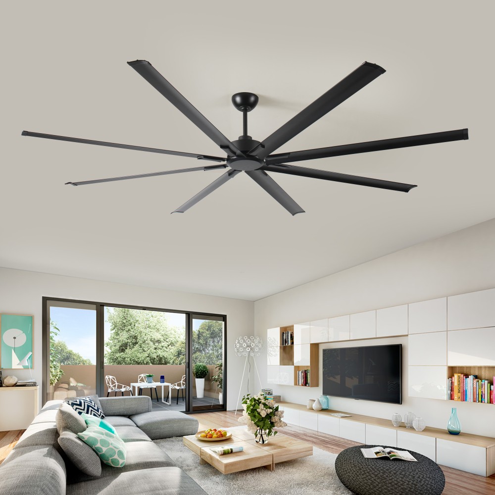 96" Industrial Ceiling Fan w/ Remote, 8 Blades, 5-Speed, for Home/Shop
