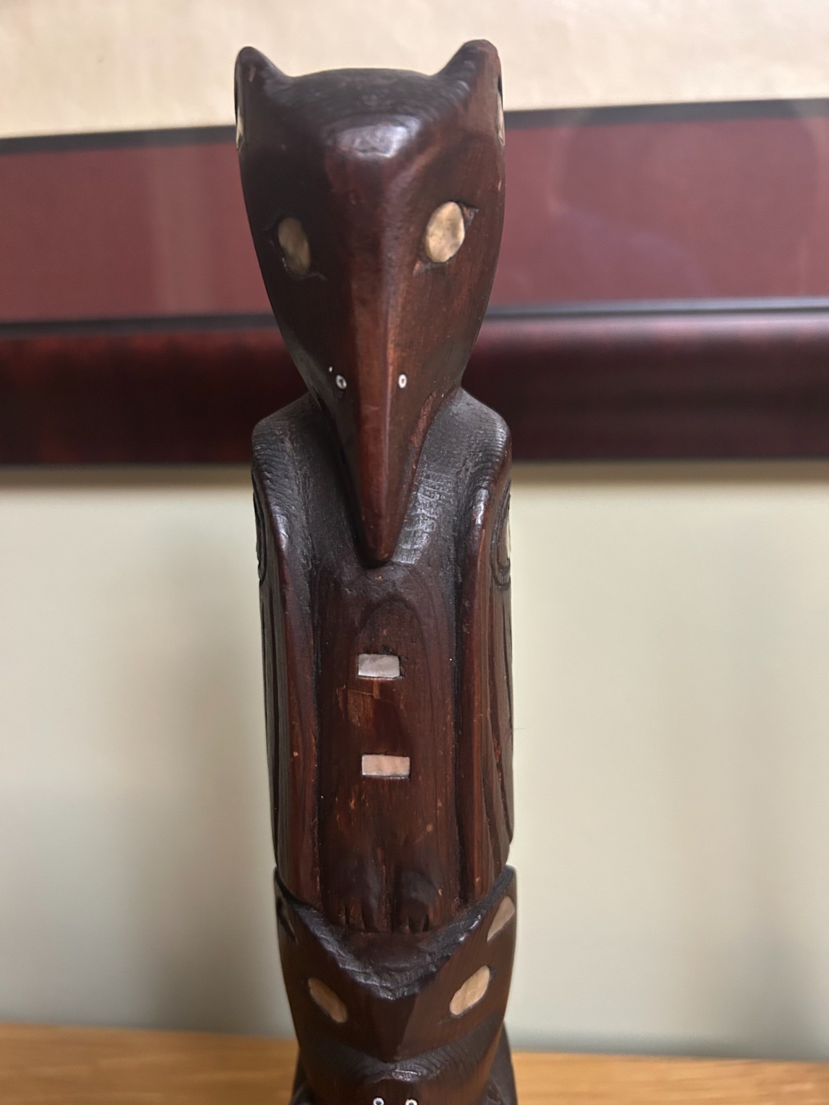 Tlingit Totem Pole with Abalone Inlays