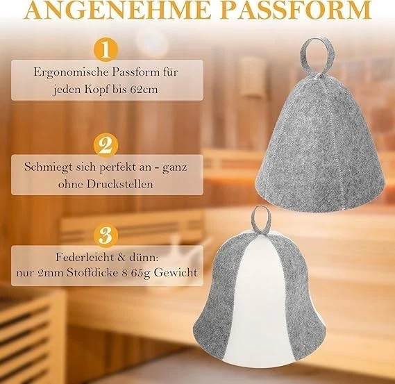 2 Pack Hat Polished Wool Hat Indoor Felt Hat Russian Banya Cap