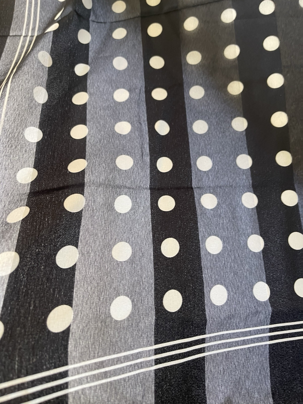 VINTAGE BERKSHIRE Italy: Black White Polka Dot Sheer 31" Square Scarf