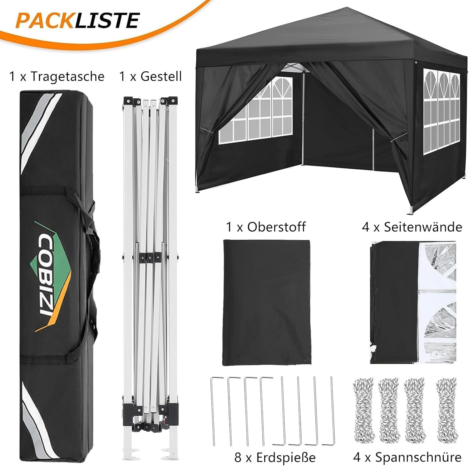 10x10FT EZ Pop Up Canopy Tent with 4 Removable Sidewalls Waterproof Commercial