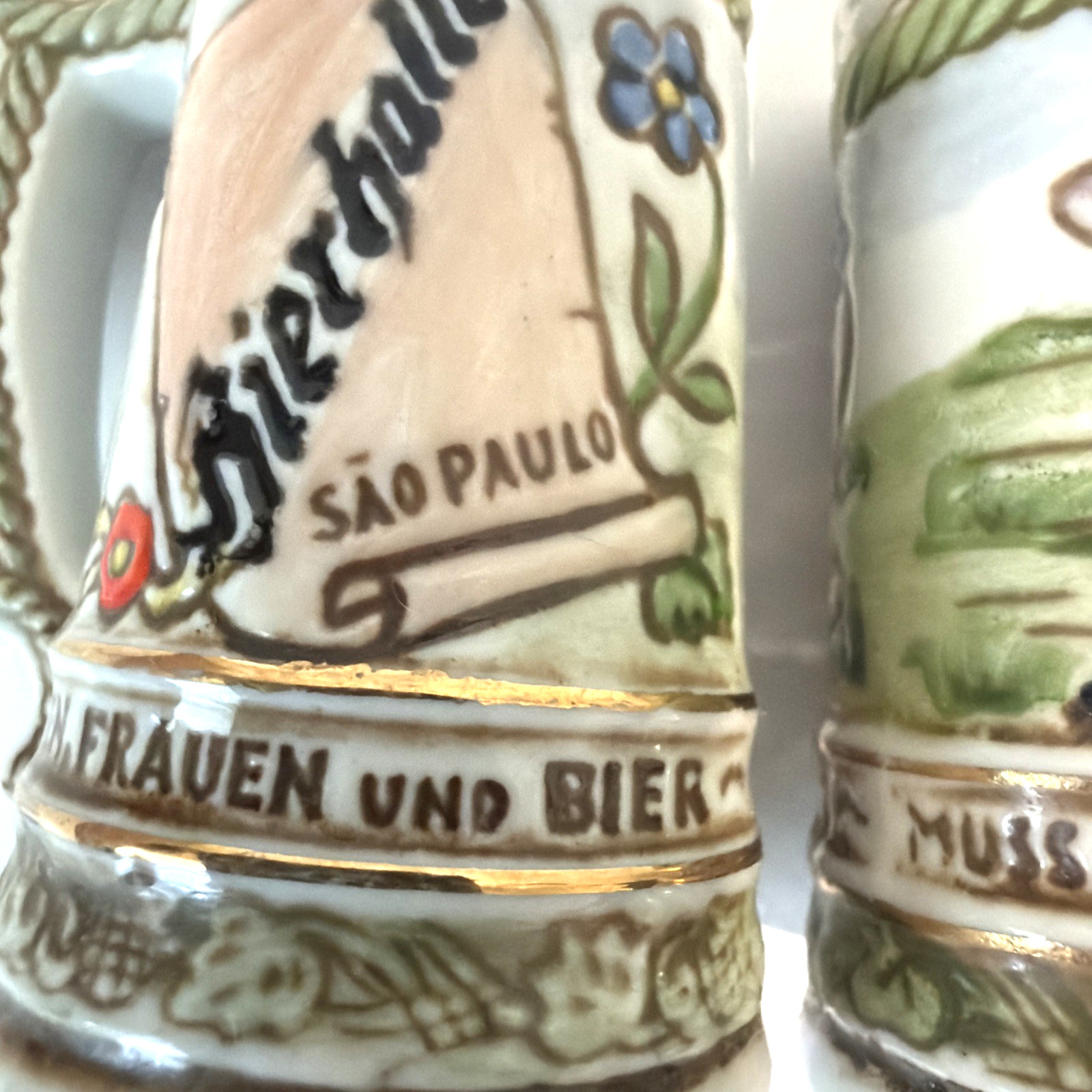 Vintage Ceramarte Rio Negrinho Brazil GERMAN mini beer steins hand painted set 2