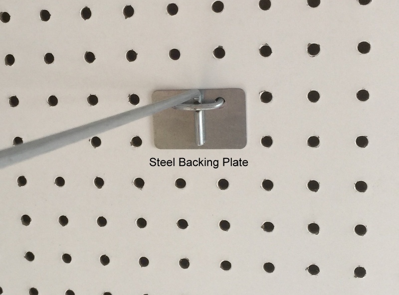 (10 Pack) Peg Hook Steel Backing Plate for Reinforcement of Pegboard Hooks