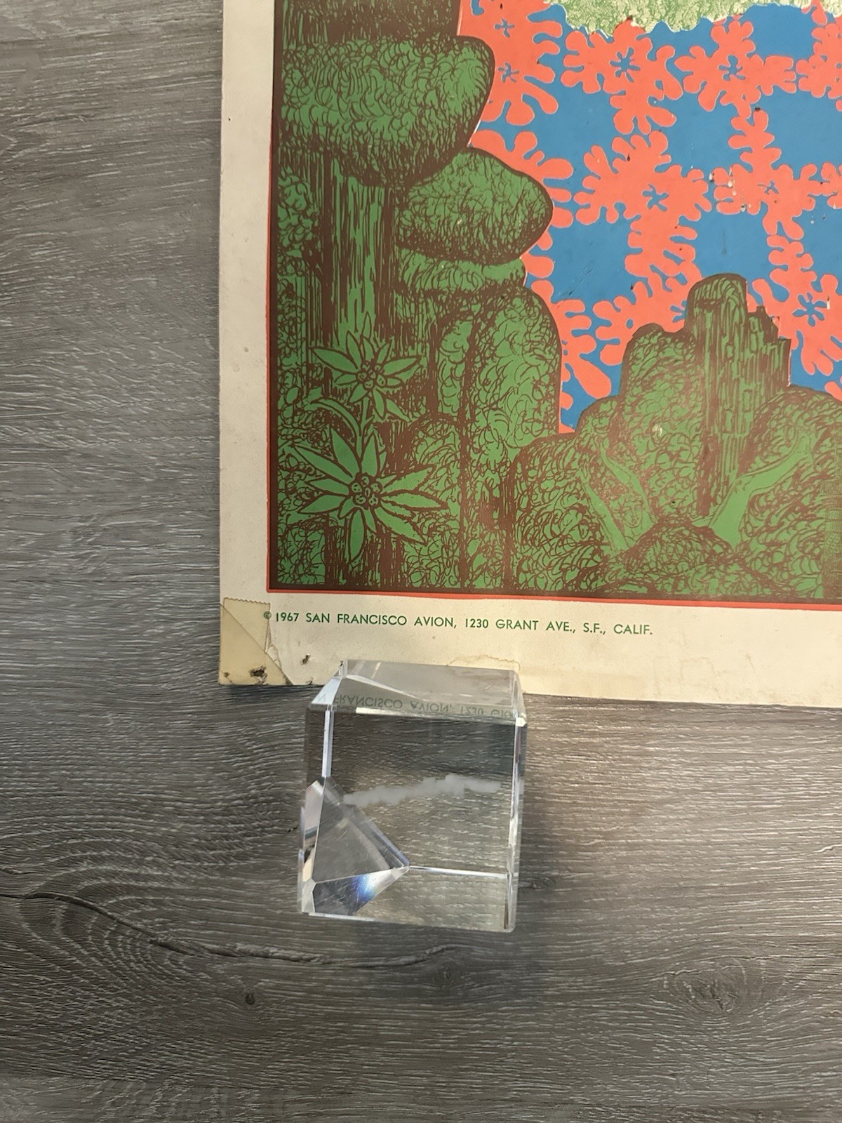 Rare Psychedelic Art Poster MIRAGE by Satty 3x35" 1967 Vintage San Francisco