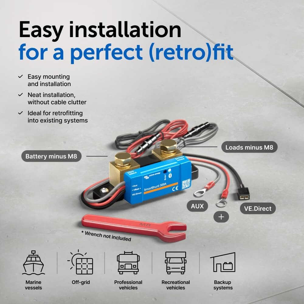 New Victron SmartShunt 300A/50mV IP65 – Bluetooth Battery Monitor