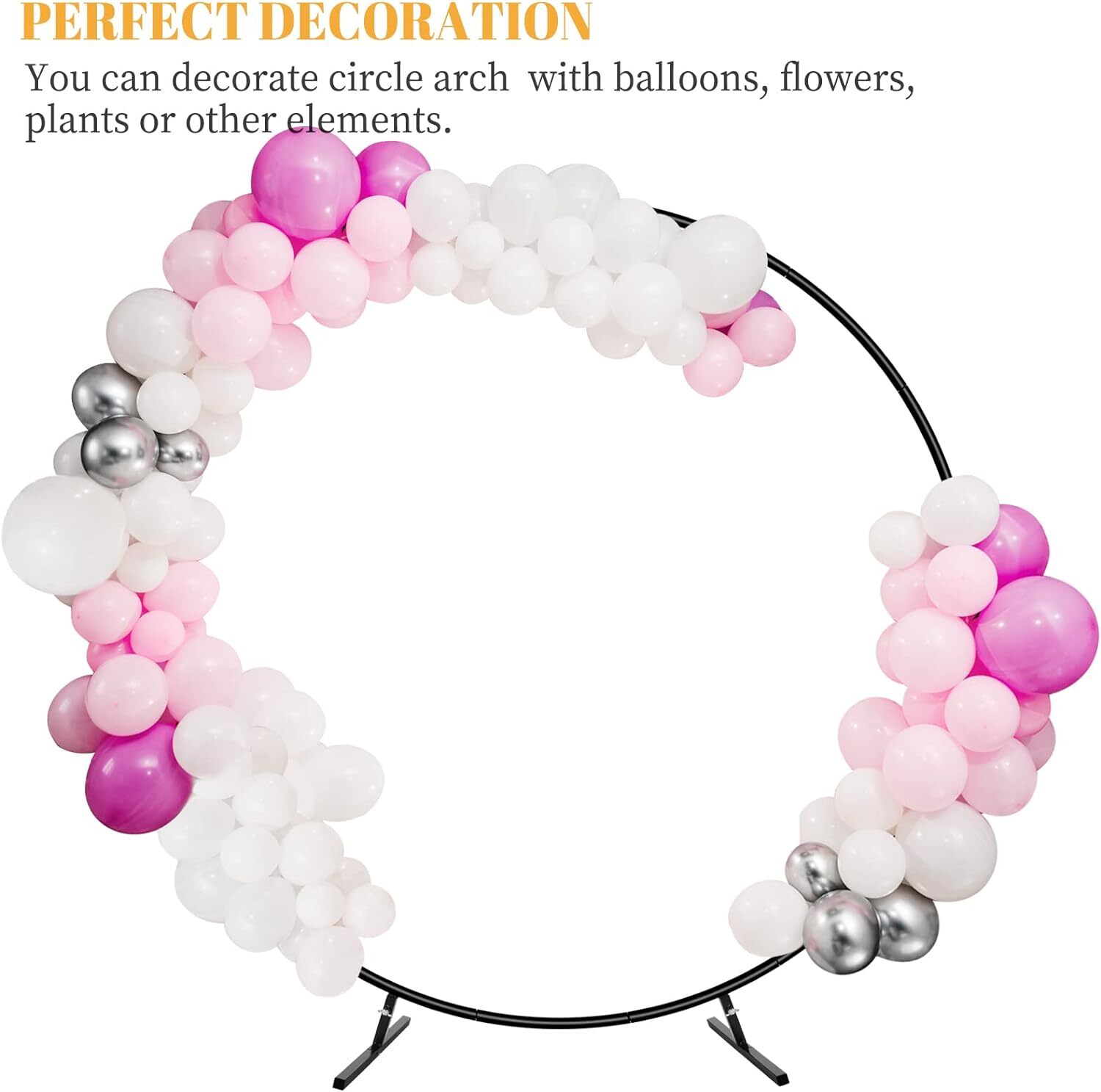 6.6ft Round Backdrop Stand Wedding Metal Circle Balloon Arch Stand Decor Black