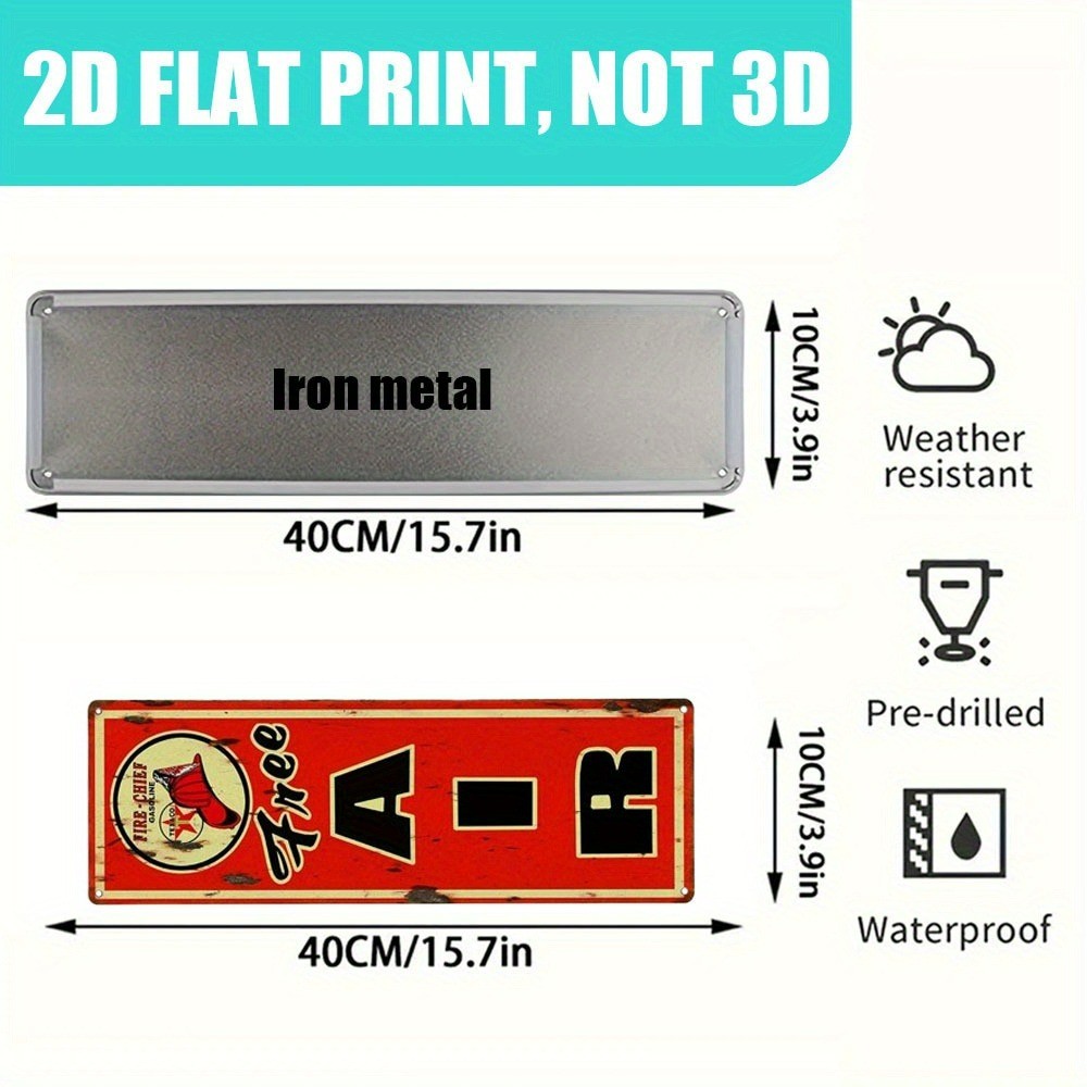 Vintage Metal Signs Free AIR Gas Station Decor Garage Man Cave Wall Art Plaque