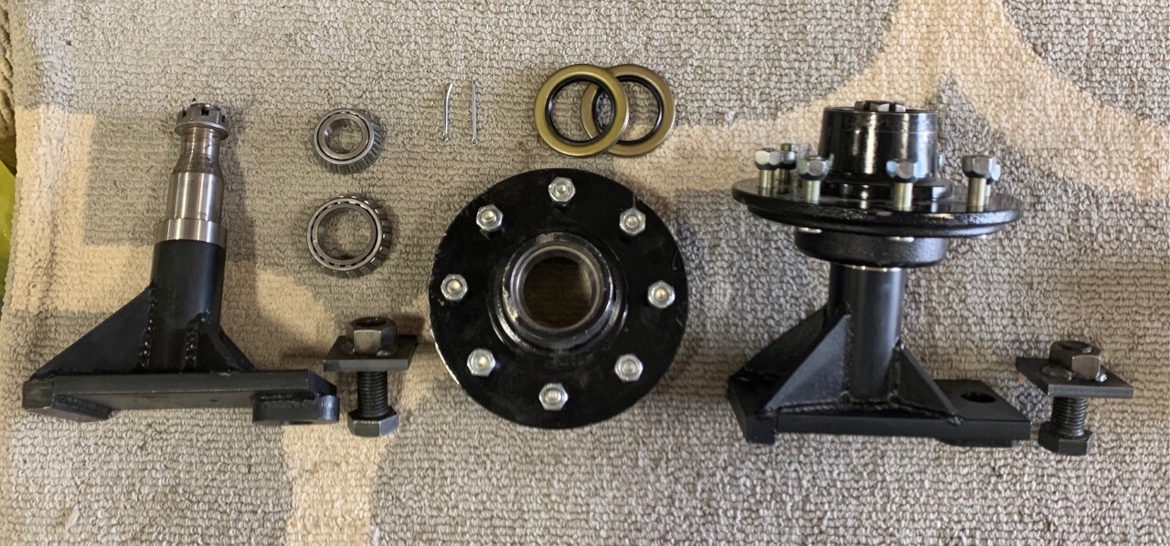 8 x 6.5 Lug 8000LB Shipping Container Wheels, Bolt-on Spindle Kit NEW