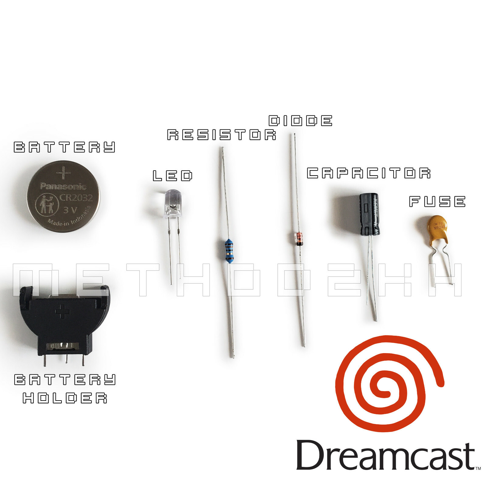 Sega Dreamcast PCB Controller Board Port Fix Repair Kit Lot (LED, Battery, Etc)