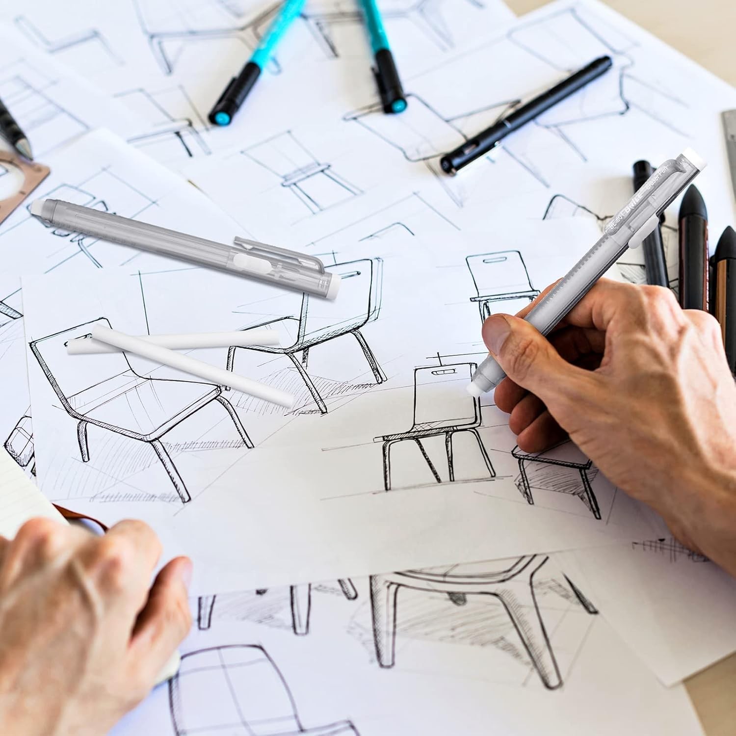 24 Pieces Retractable Mechanical Eraser Pen Bulks Retractable Mechanical Stick E