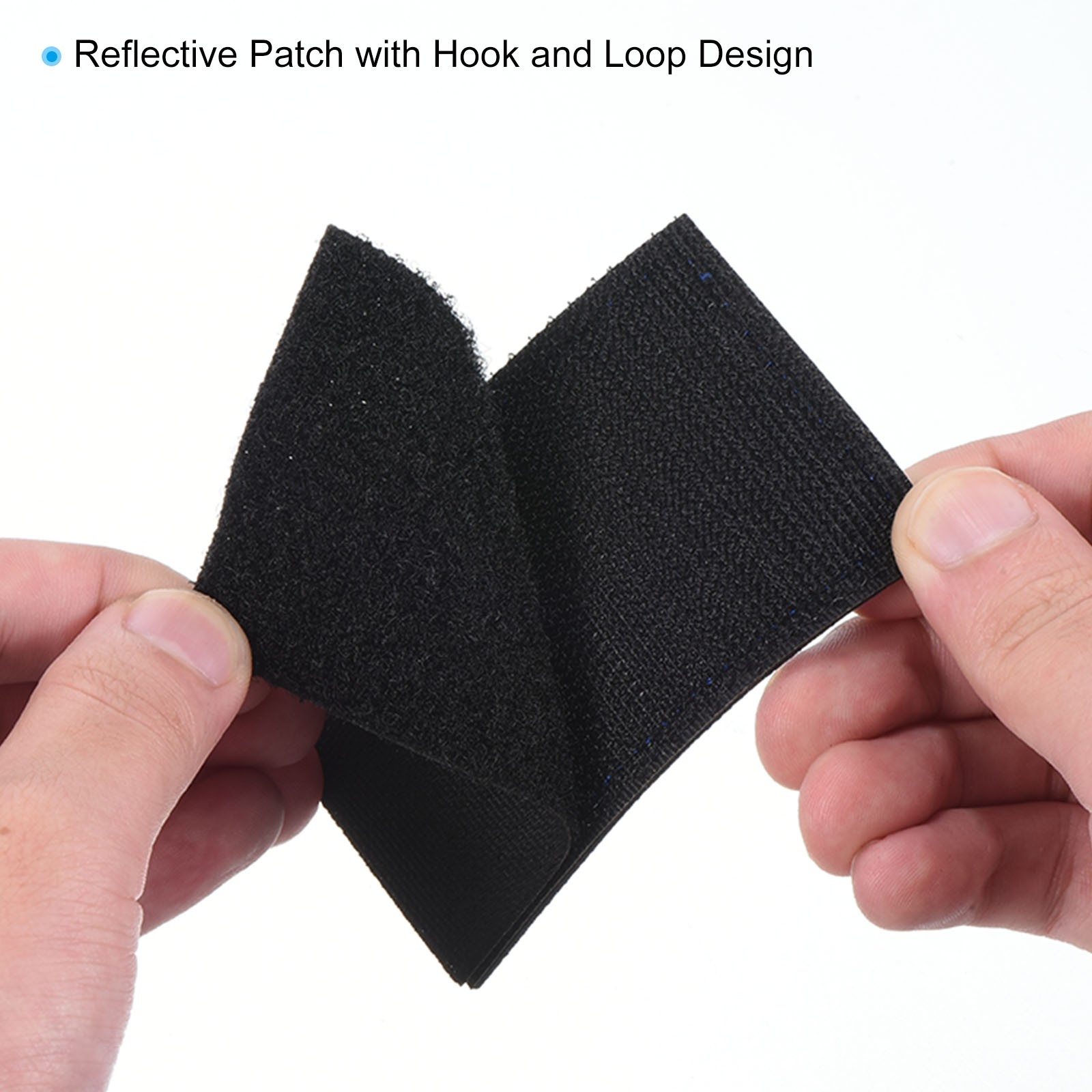 2pcs 2x3" Reflective Patch Hook and Loop Fastener Night Safety Appliques, Black