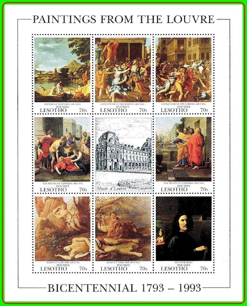 LESOTHO 1993 LOUVRE MUSEUM PAINTINGS M/S mnh neuf JUDAICA 💲FREE SHIPPING💲