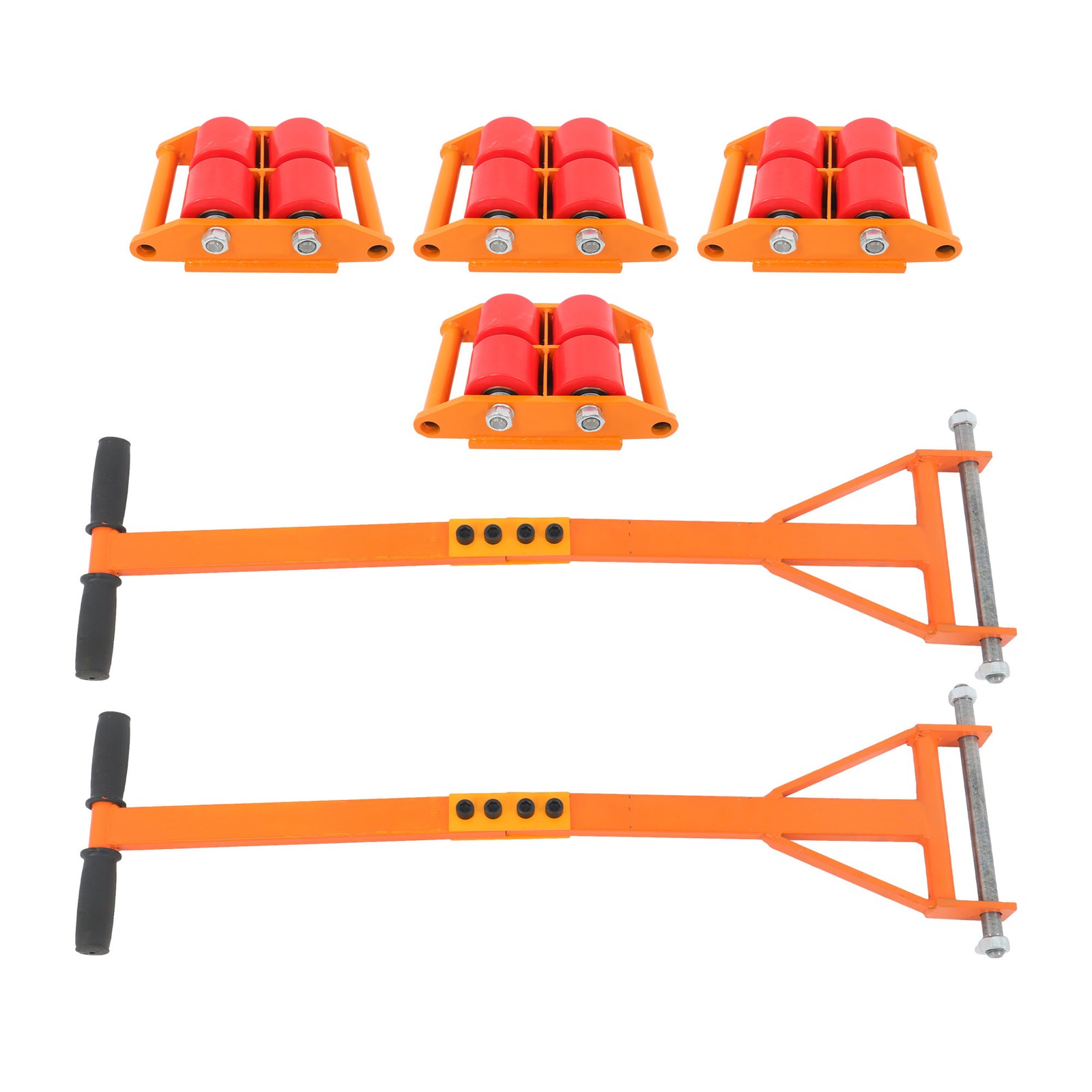 4 Pcs Heavy Duty Machinery Skates Dolly 6T/13200Lbs With Handle 360° Rotation
