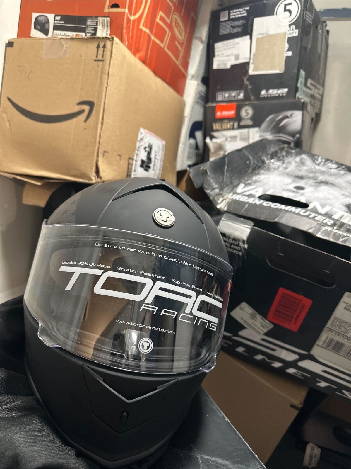 Torc T14 Mako Full Face Helmet Large - Flag Flat Black