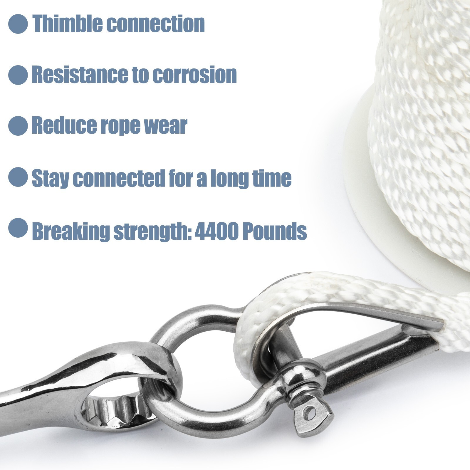 Anchor Rope Braided Anchor Line 3/8Inch 50 FT Premium Solid Braid MFP Boat Rop