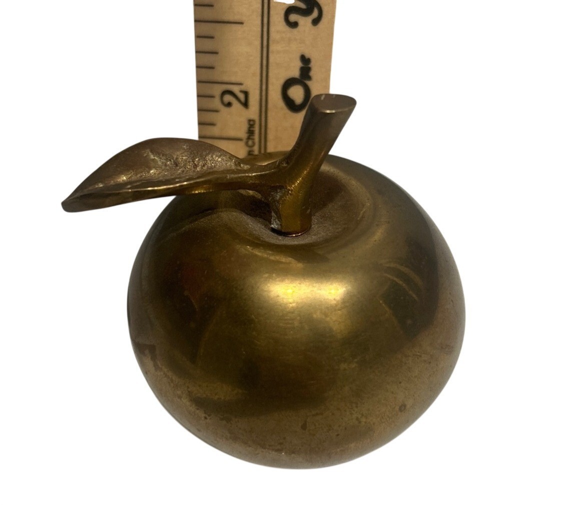 Solid Brass Apple Paperweight Or Decorative Accent
