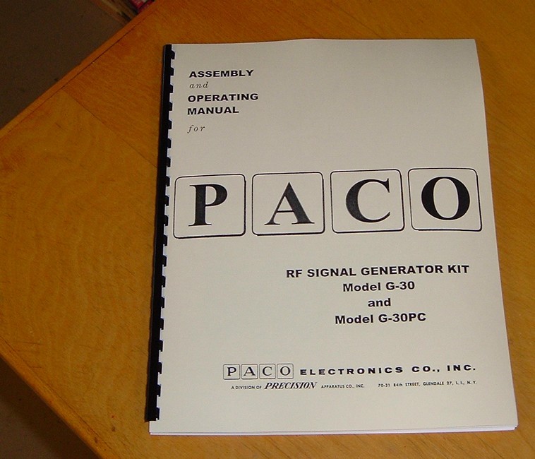 new remastered MANUAL for Precision PACO Signal Generator G-30 G-30PC