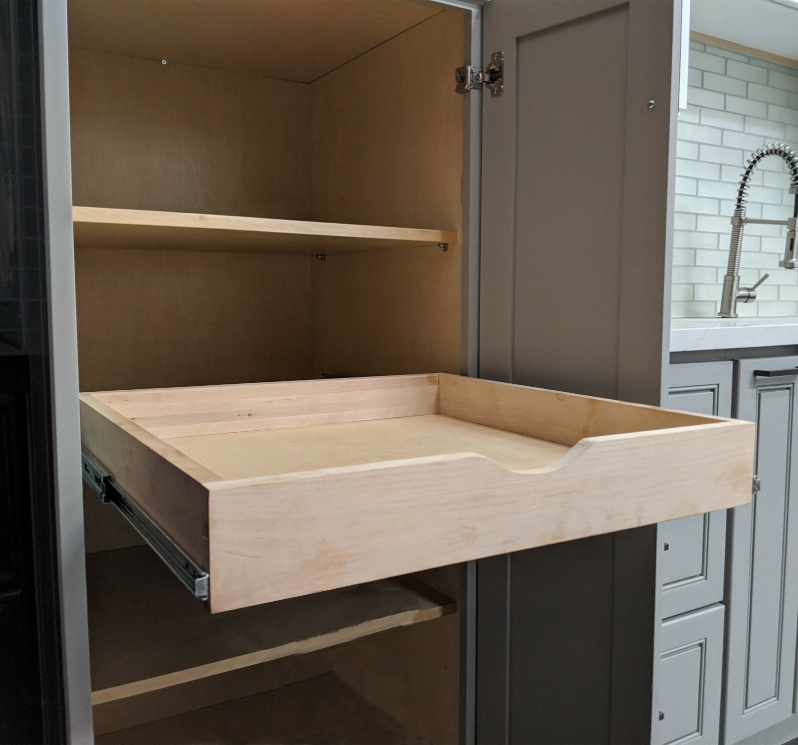 Cabinet Roll Out Tray Wood Pull Out Drawer, Kitchen Organizer Box, Pullout Tray