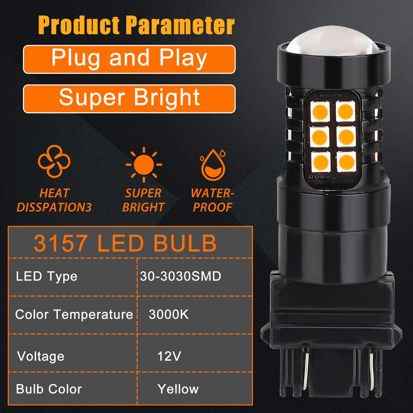 4x Amber LED Turn Signal Light + Side Marker Bulb For Chevy Silverado 1500 Tahoe