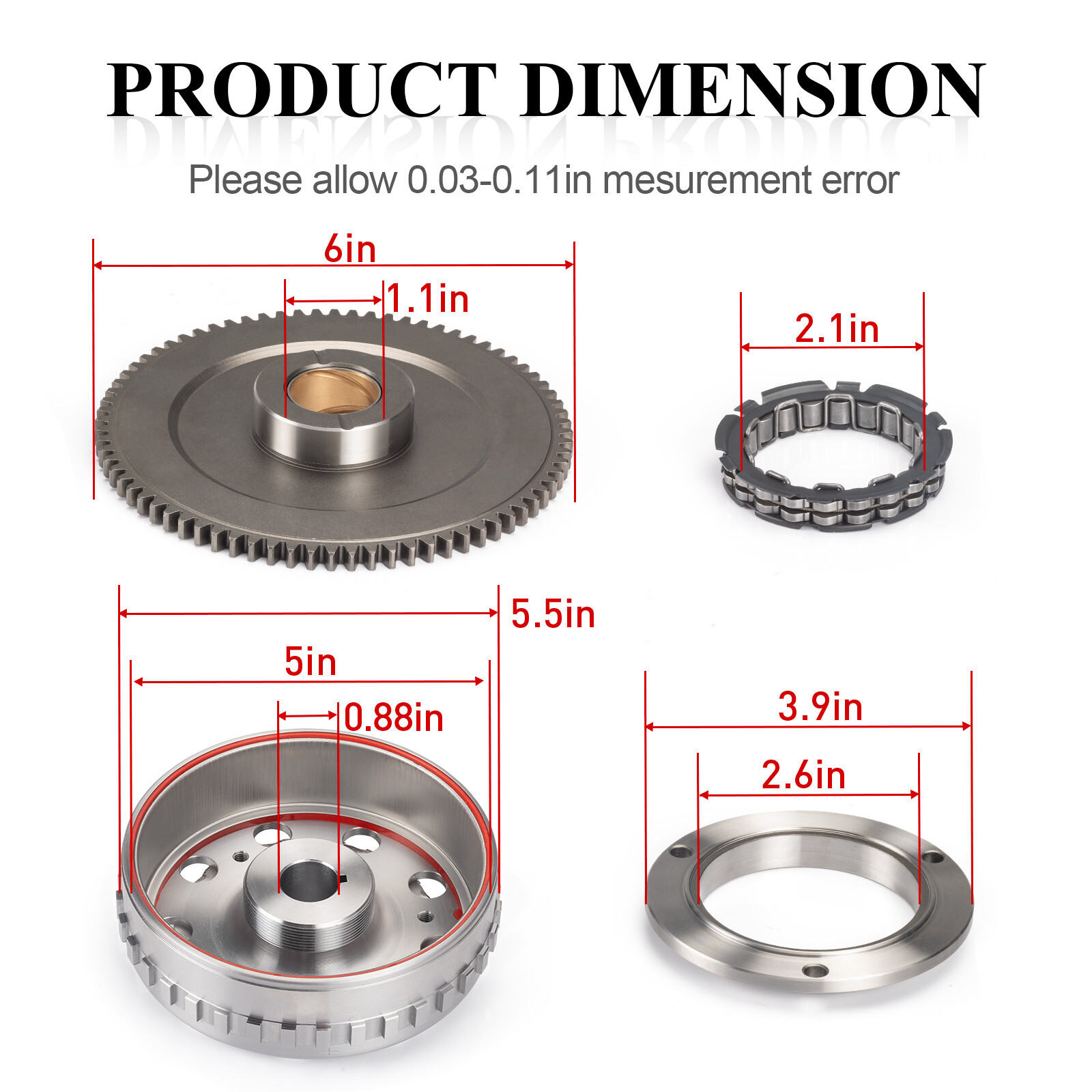 One Way Bearing Starter Clutch Idler Gear Gasket Kit For Polaris RZR 900 1000