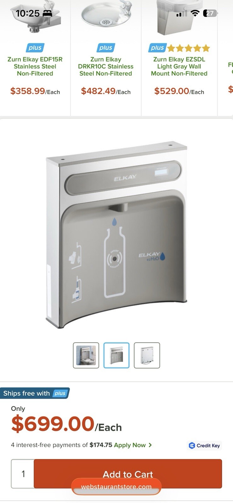 ELKAY EZWSR EzH20 Stainless Steel Non Filtered Bottle Filling Station