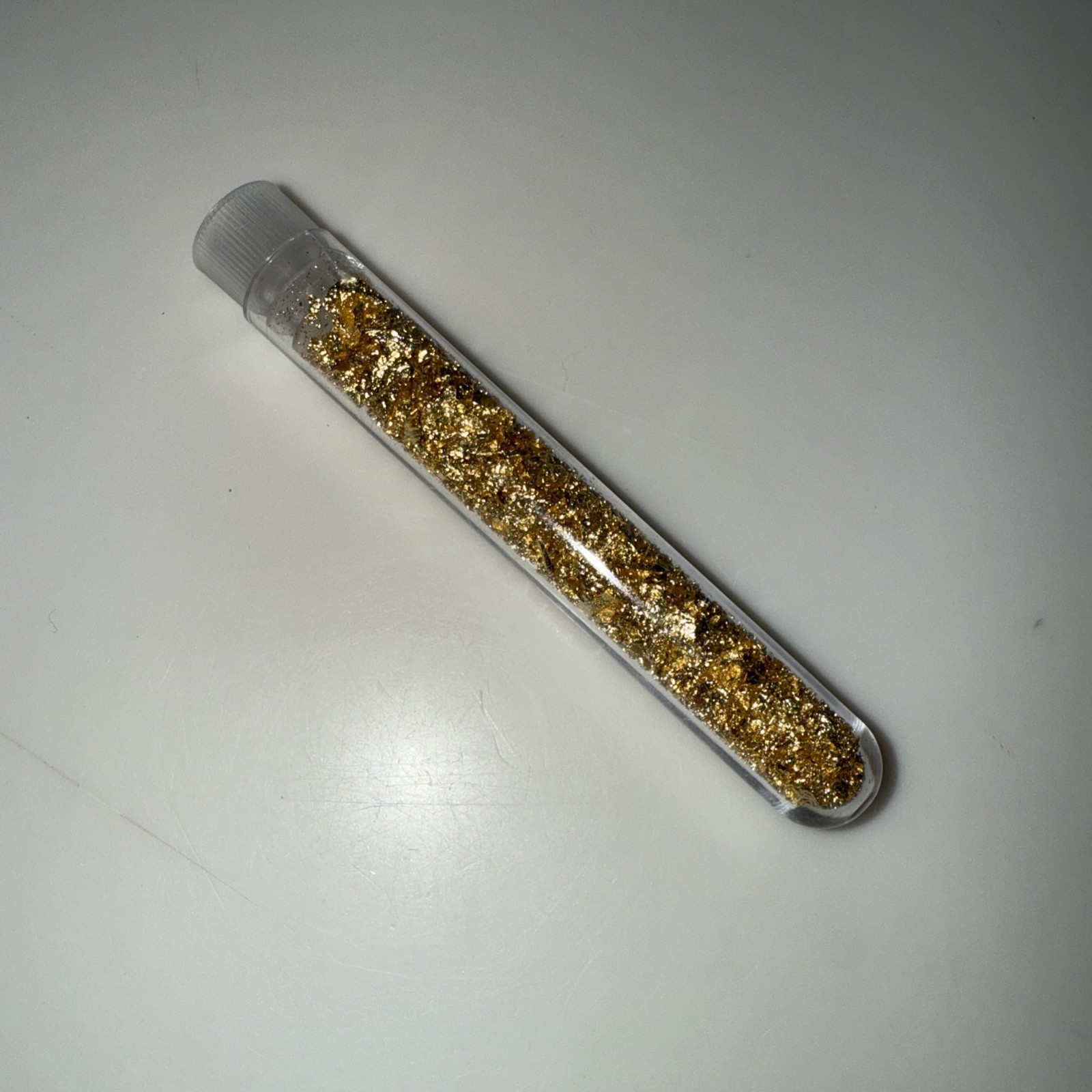 1 Vial Of Gold Flakes  3.25" Long GOLD