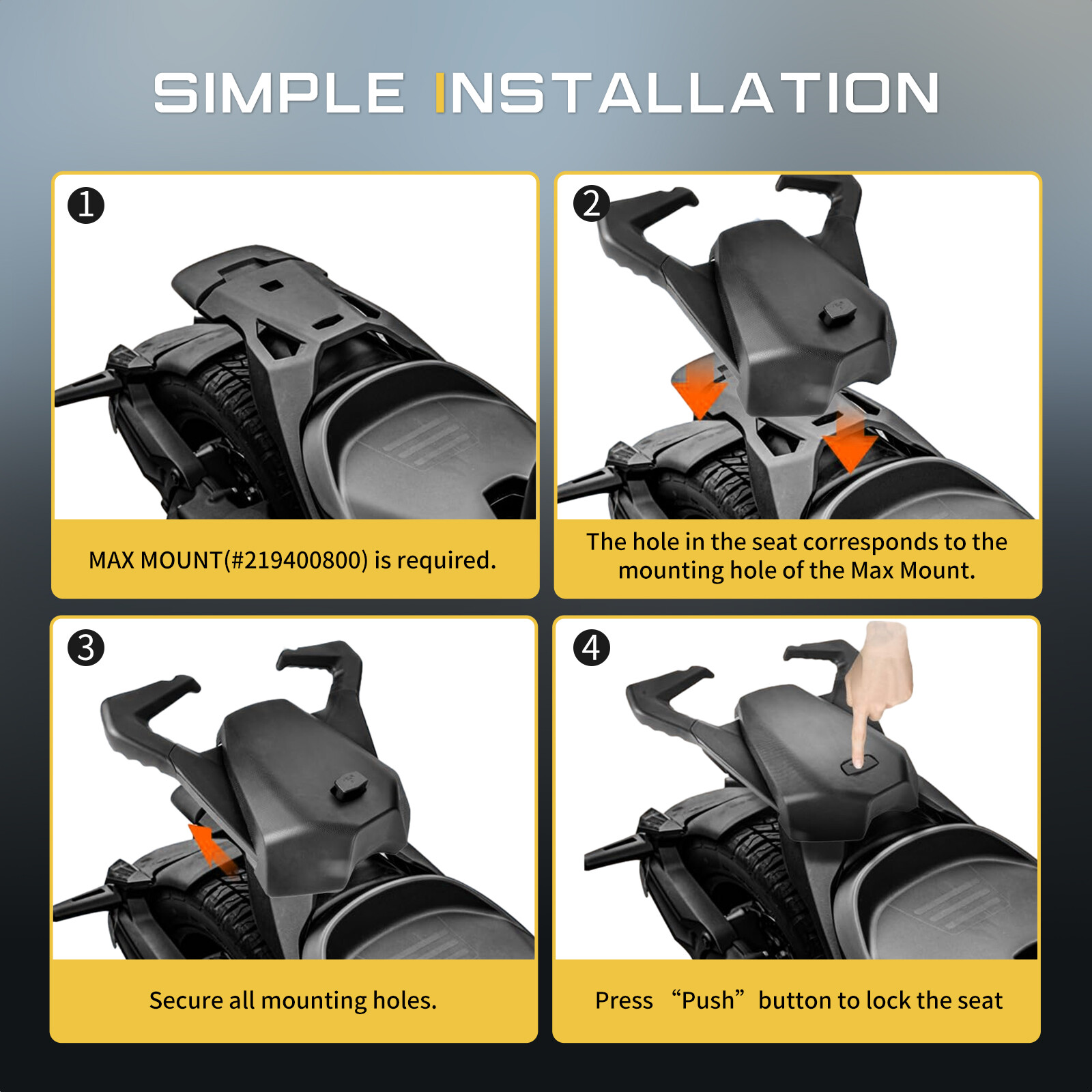Passenger Seat For Can-Am Ryker 2019-2024 2025 (MAX Mount 219400800 Required)