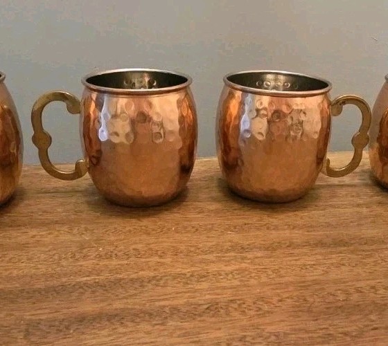 Hammered Copper Mule Mugs Set Of 4 Made In India Home Essentials Barware
