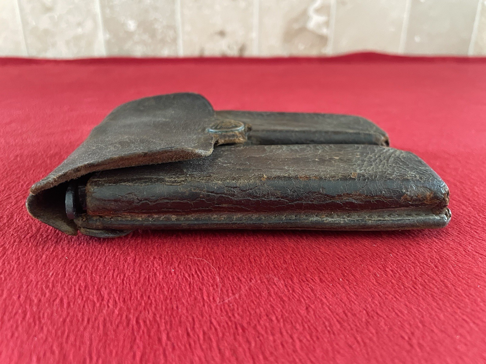 WWI US Army .45 Ammo Pouch R.I.A. 1913 Rimless Eagle Snap Colt Leather Magazine