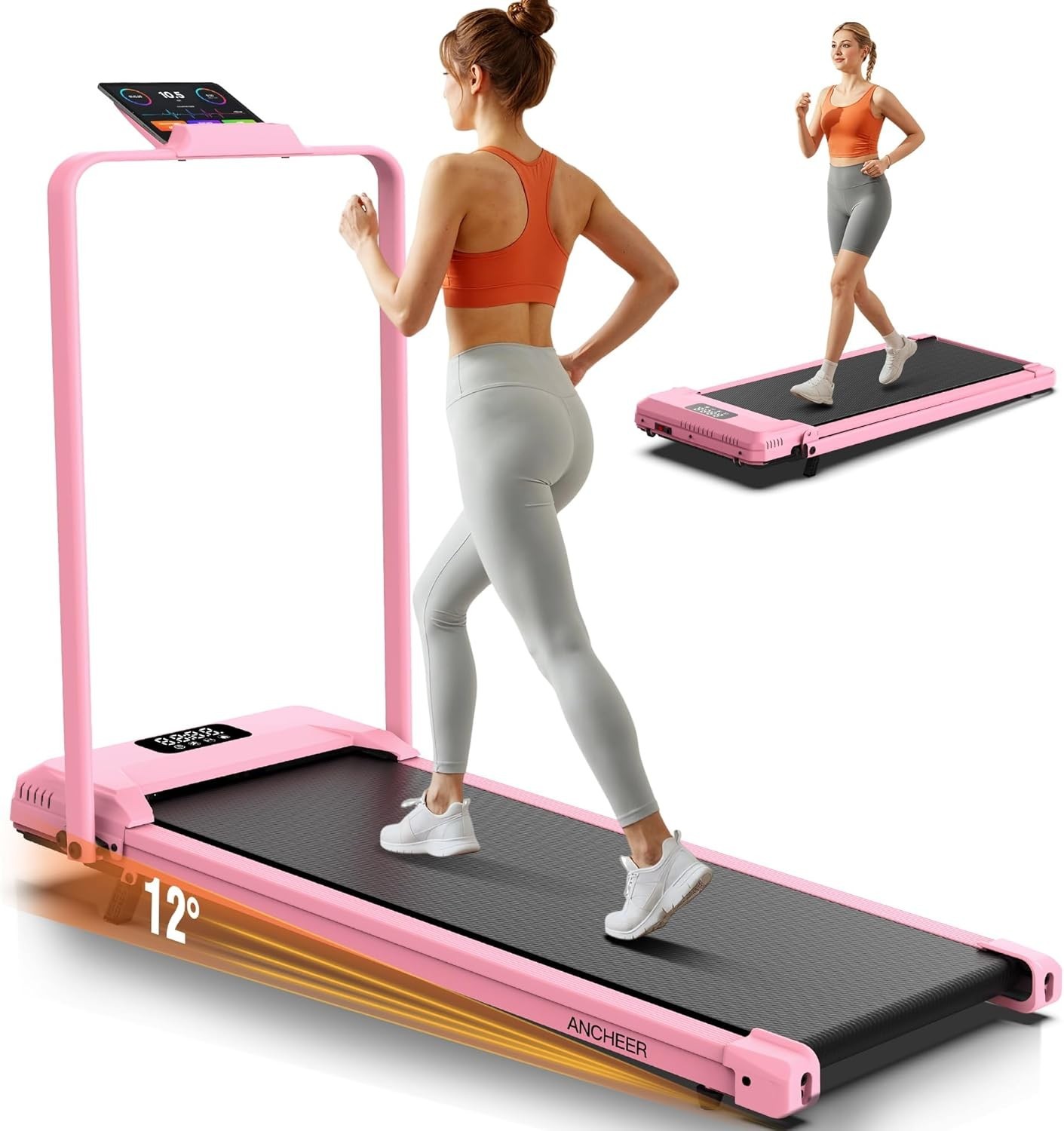 💌💌 300lb Capacity-Portable Under Desk Folding Treadmills for Home with Incline