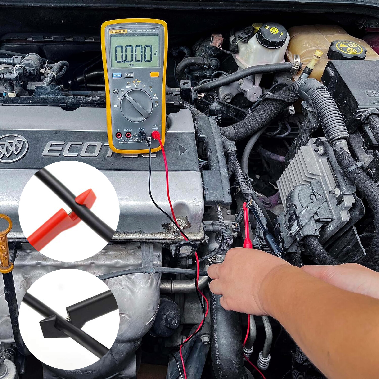 4Pcs Test Lead Kit Power Probe Wire 4mm Piercing Clip Tool Automotive Multimeter