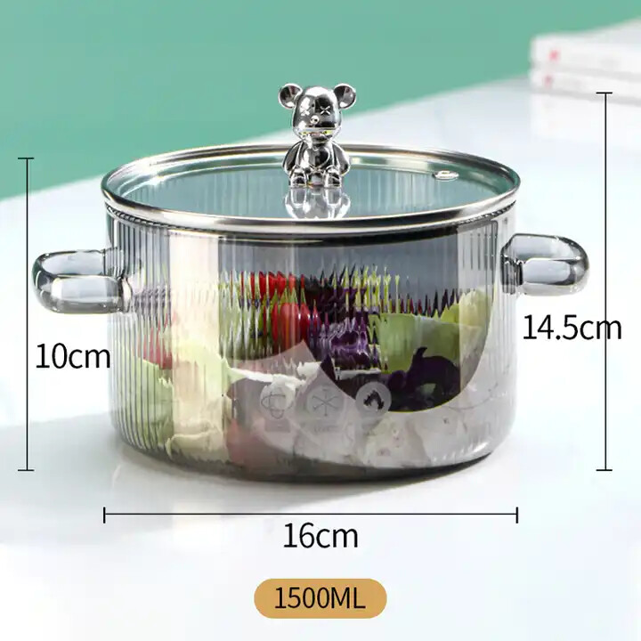 Heat Resistant Soup Pot High Borosilicate Cooking Glass Pot Great For Gift