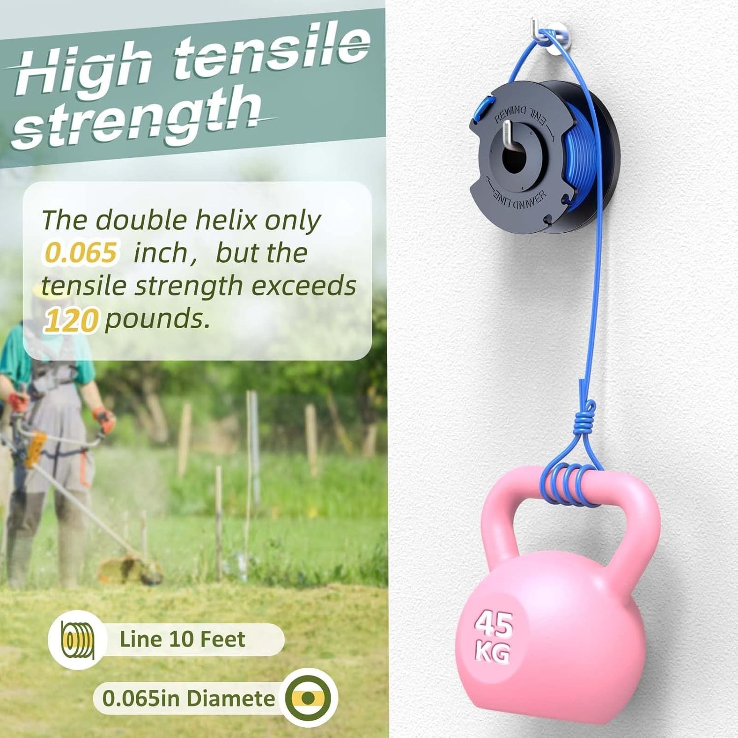 15 Pcs Weed Wacker String Replacement for Ryobi One+ 18V AC14RL3A, .065'' String