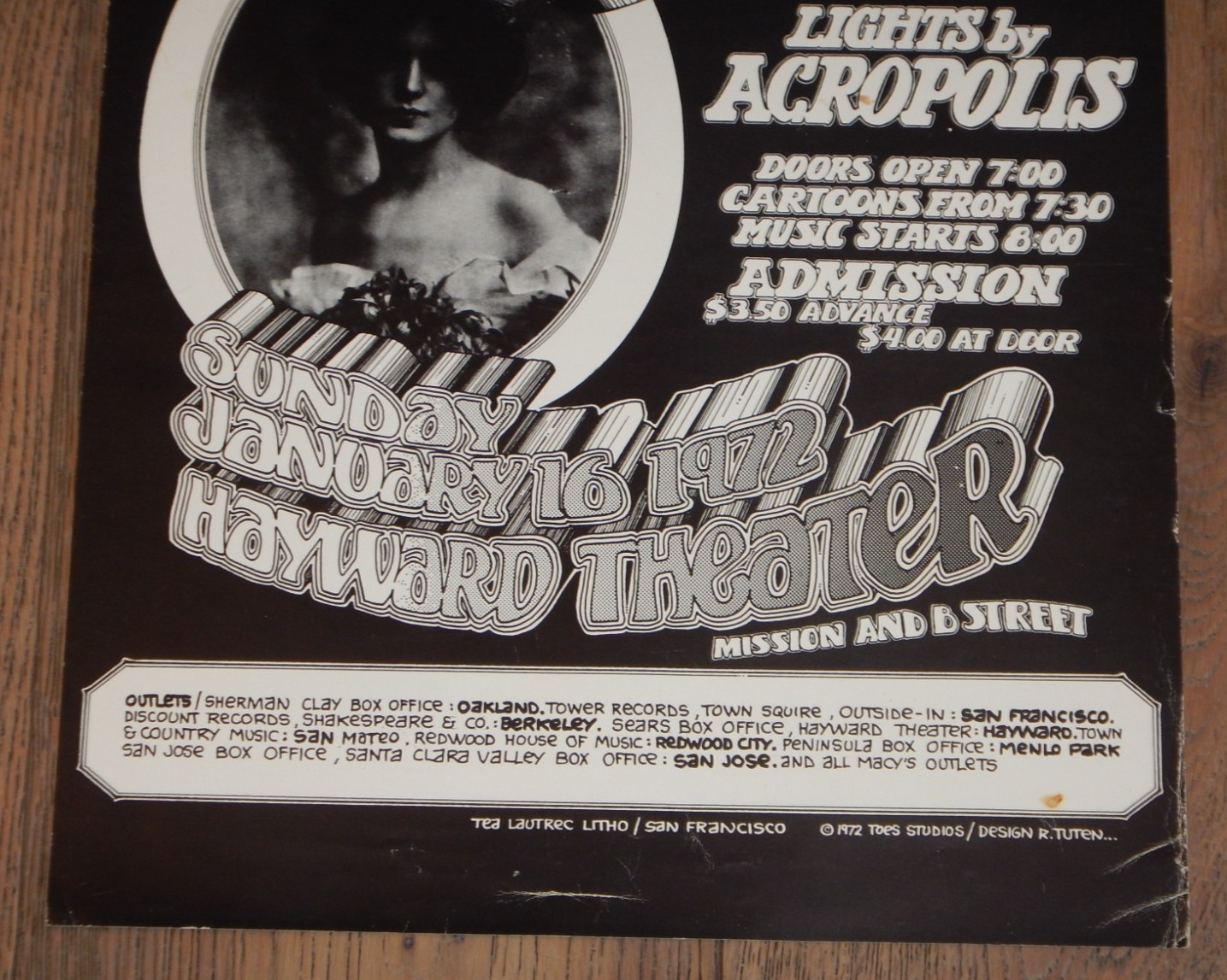 1972 STONEGROUND, TRUCKIN, NYMBUS - HAYWARD THEATER CONCERT POSTER, TUTEN ART