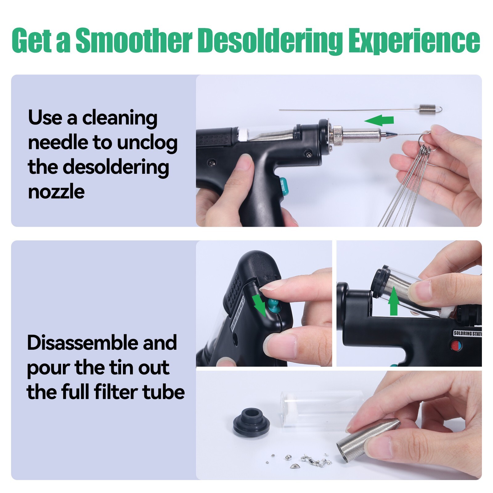 YIHUA 948-I Soldering Iron Tin Suction Gun 2-in-1 Desoldering Rework Station