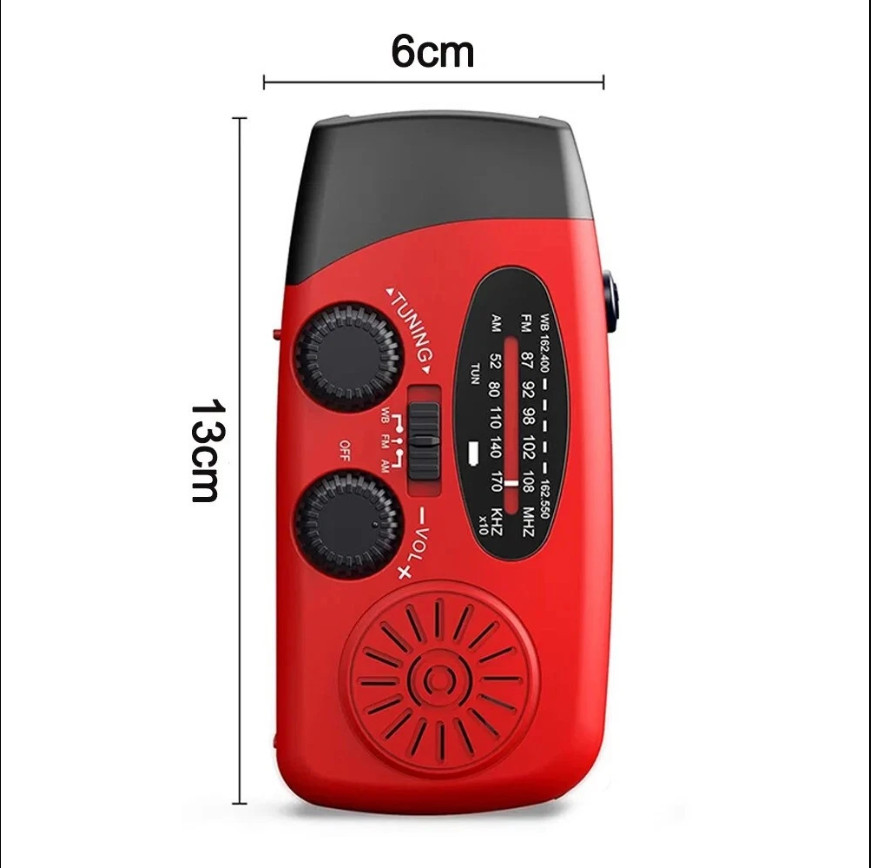 Solar Radio Hand Crank With LED Flashlight Multifunctional Emergency for Camping