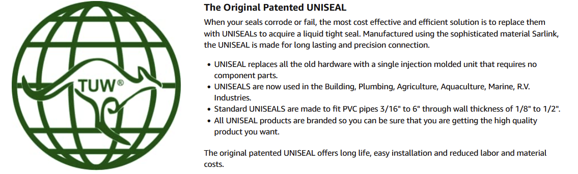 2'' UNISEAL Flexible Tank Adapter (Bulkhead) - 6 Pack