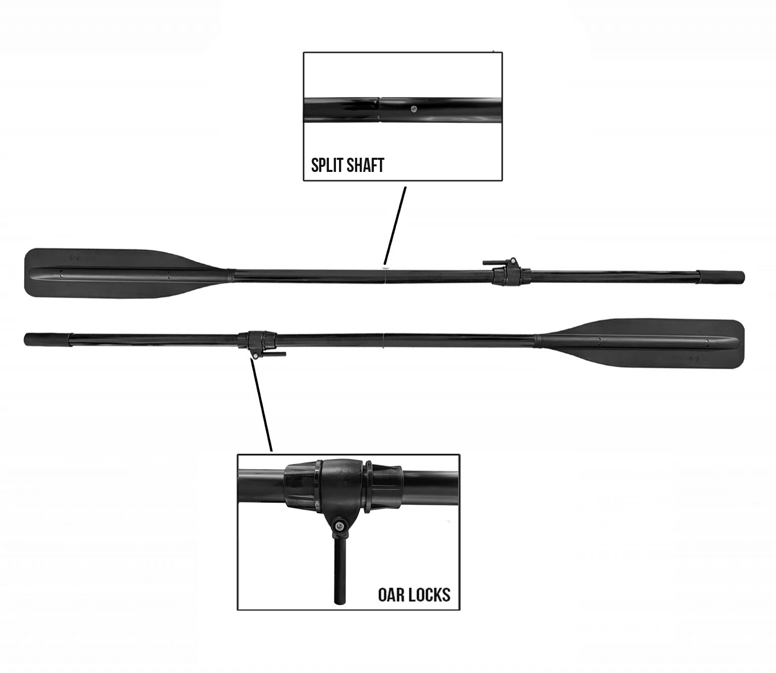 Flat Blade Aluminum Oars with Oar Locks, Detachable