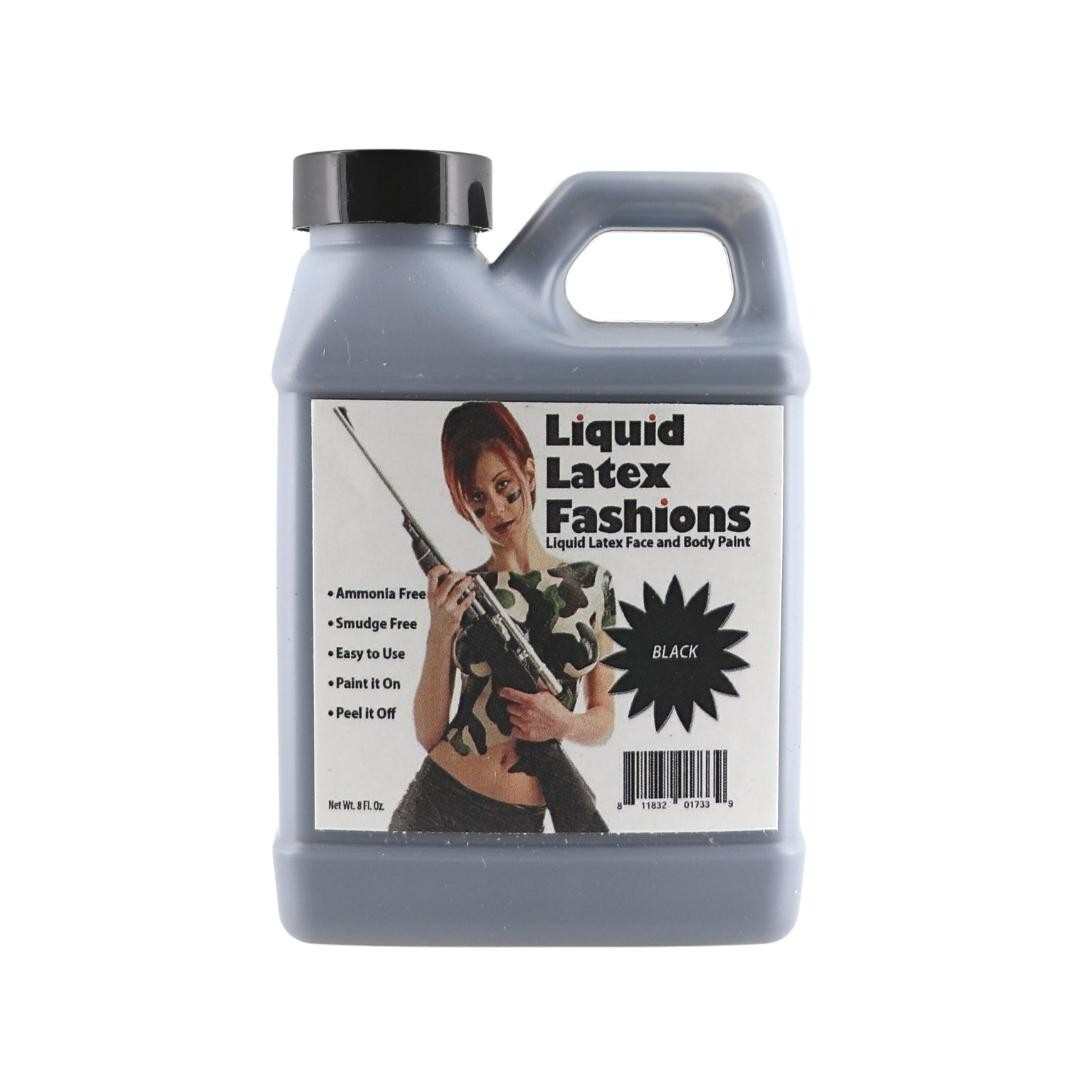 Liquid Latex - Black - 8 Fl Oz, Face and Body Paint, Ideal for Halloween
