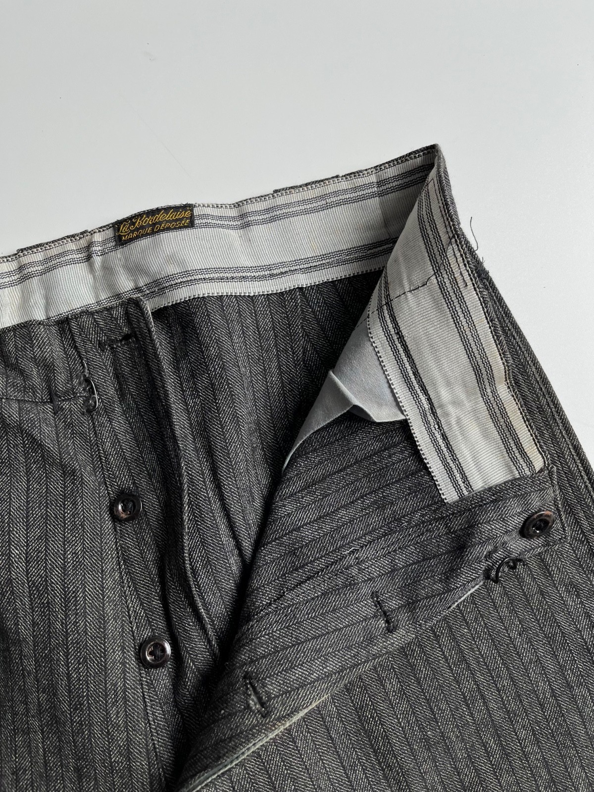 Vintage 1940s 1950s French Work Pants Salt Pepper Made in France size 32 x 29